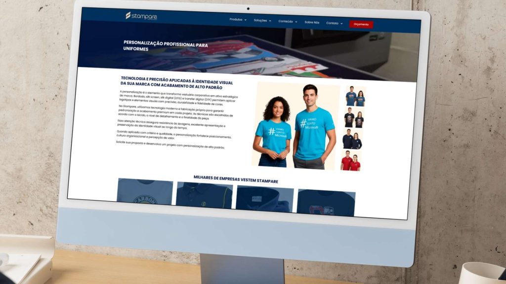 Criação de site institucional que vestiu a Stampare de autoridade digital