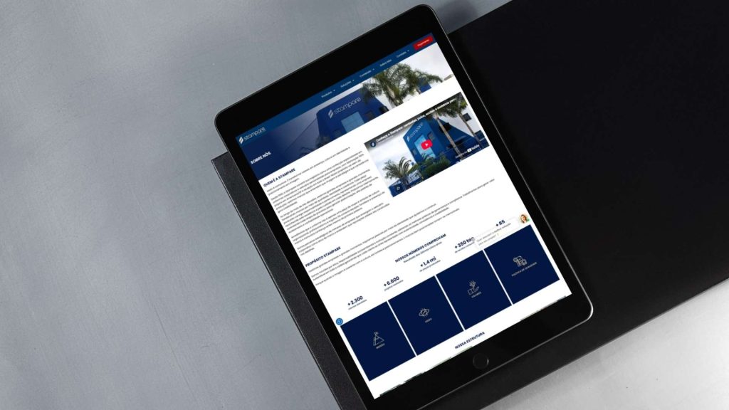 Criação de site institucional que vestiu a Stampare de autoridade digital